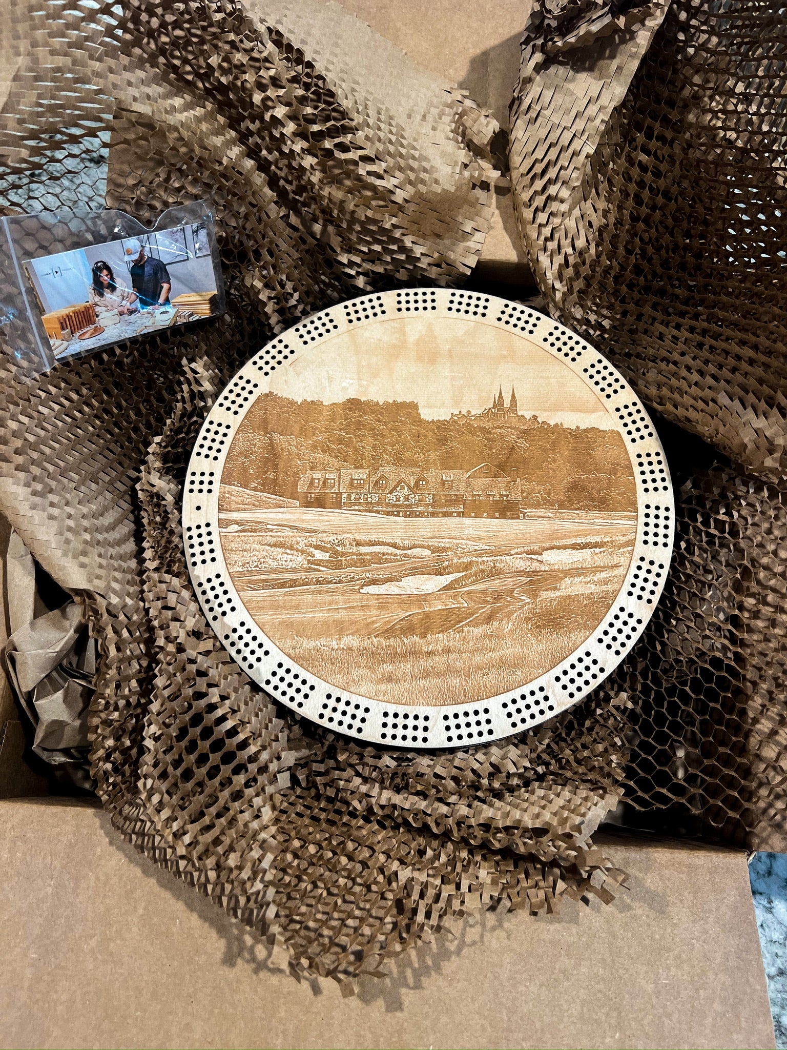 Personalized 3-Player Cribbage Board – 10 Inch Round