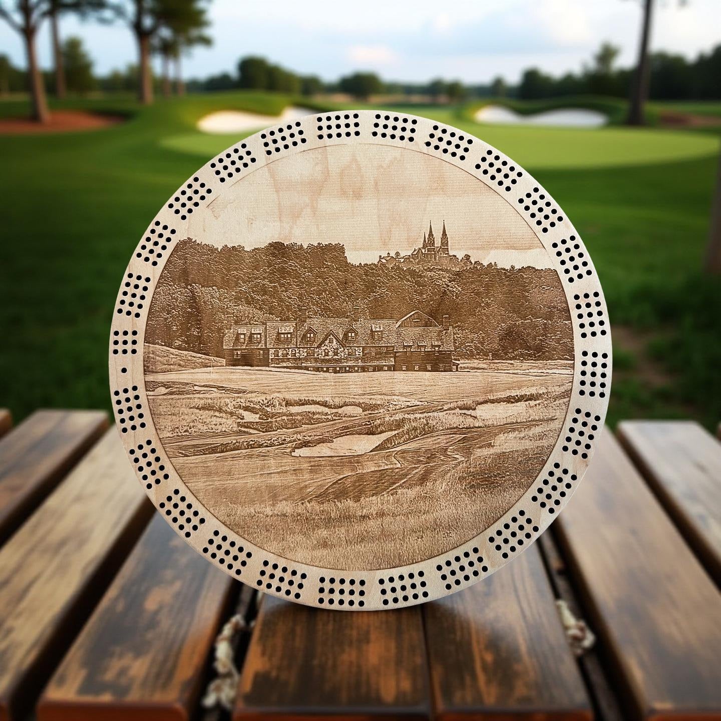 Personalized 3-Player Cribbage Board – 10 Inch Round